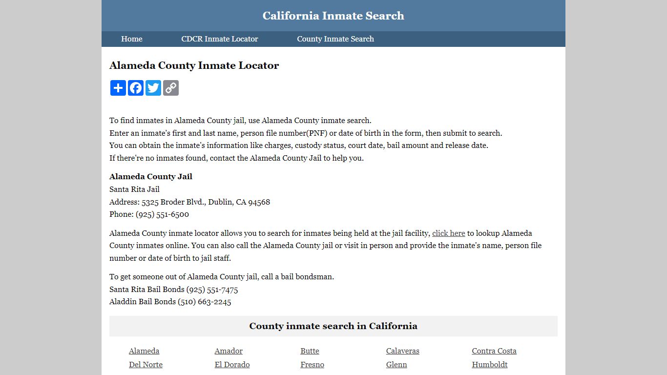 Alameda County Inmate Locator - California Inmate Search